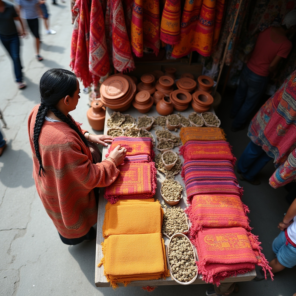 Puestos de un mercado artesanal en Salta